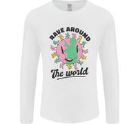Rave Around The World Dance Music Acid Raver Uomo Manica Lunga T-Shirt