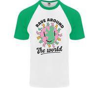 Rave Around The World Dance Music Acid Raver Uomo S/S Baseball T-Shirt