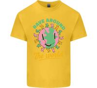 Rave Around The World Dance Music Raver Acid Kids T-Shirt Per Ragazzi E Ragazze
