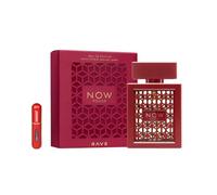 Rave Now Rouge Eau de Parfum 100 ml, profumo arabo unisex a lunga durata, include atomizzatore ricaricabile, fragranza orientale duratura con note di iride, resine, sandalo e note balsamiche (Now