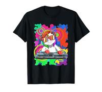 Rave Unicorn Dj Musica EDM Techno Party Vibes Maglietta