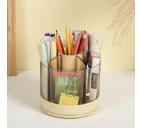 RAVEGO Portapenne girevole rotazione di 360°, organizer da scrivania 6 scomparti, accessori per forniture da ufficio, scatola per riporre materiali artistici in ufficio a casa (giallo)
