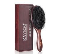 RAVEGO Spazzola per capelli, setole di cinghiale, spazzola per districare e styling, setole naturali per capelli sottili e sottili, setole rigide (Setole di cinghiale)