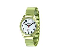 Ravel - Donna super audace vista super audace aiuto bracciale in acciaio inossidabile bracciale expander orologio con grandi numeri e lancette - oro tono/quadrante bianco