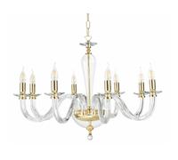 RAVEL LAMPADARIO A SOSPENSIONE CLASSICO IN VETRO E CRISTALLO A 8 LUCI IN 4 COLORI ONDALUCE