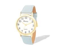 Ravel - Orologio analogico al quarzo da donna, color pastello, per uso quotidiano, colore argento, R0137, Blu cielo/tono oro, Large - 36mm watch case