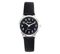 Ravel - Orologio classico unisex per tutti i giorni, Quadrante nero/argento/nero con numeri, Women's - 27mm case, Cinturino