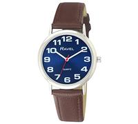 Ravel - orologio con cinturino donna di facile lettura con grandi numeri - Quadrante blu/argento tono/marrone