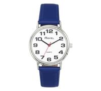 Ravel - orologio con cinturino donna di facile lettura con grandi numeri - Quarzo Analogico - R0105.50.2 - Quadrante Bianco/Color Argento/Blu