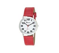 Ravel - orologio con cinturino unisex di facile lettura con grandi numeri - Quadrante bianco/argento tono/rosso