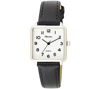 Ravel - Orologio da donna classico quadrato, con numeri chiari - Nero/Colore Argento