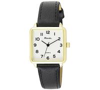 Ravel - Orologio da donna classico quadrato, con numeri chiari - Nero/Colore Oro