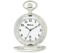 Ravel - Orologio da tasca con calendario Full-Hunter, catena in acciaio inossidabile - Color Argento