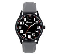 Ravel - Orologio da Uomo con Cassa Nera, Cinturino Sportivo in Silicone e Indici Delle ore Evidenziati - Analogico al Quarzo - RS003.13 - Grigio