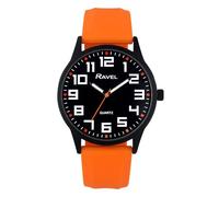 Ravel - Orologio da Uomo con Cassa Nera, Cinturino Sportivo in Silicone e Indici Delle ore Evidenziati - Analogico al Quarzo - RS003.08 - Arancia