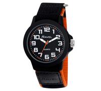 Ravel - Orologio moderno da lavoro per uomo, con cinturino facile da allacciare - Quarzo analogico - R1601.65.8 - Nero/Riflessi Aranciati