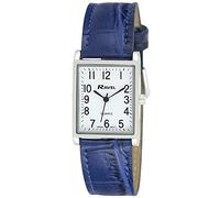 Ravel - Orologio rettangolare tradizionale unisex con quadrante numerico trasparente - color argento/blu