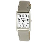 Ravel - Orologio rettangolare tradizionale unisex con quadrante numerico trasparente - color argento/grigio