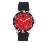 Ravel - Orologio Sportivo da Uomo con Cinturino in Silicone e Ghiera Nera su Cassa Color Argento - Analogico al Quarzo - RS002.10 - Nero/Quadrante Rosso