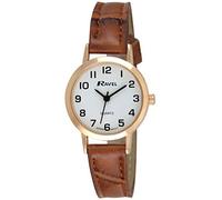 Ravel - Orologio tradizionale da donna con quadrante numerico trasparente - color oro rosa/marrone