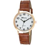 Ravel - Orologio tradizionale unisex con quadrante numerico trasparente - color oro rosa/marrone