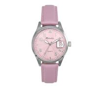 Ravel Plus - Orologio da Donna Rotondo 34 mm con Calendario e Impermeabilità 3 ATM, Vetro Zaffiro e Quadrante Sunray - Analogico Quarzo - RPD005L - Rosa/Quadrante Rosa