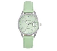 Ravel Plus - Orologio da Donna Rotondo 34 mm con Calendario e Impermeabilità 3 ATM, Vetro Zaffiro e Quadrante Sunray - Analogico Quarzo - RPD007L - Verde/Quadrante Verde