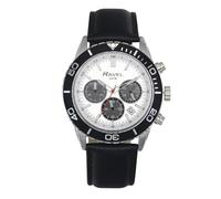Ravel Plus - Orologio Sportivo da Uomo Cronografo Argento 42 mm con Lunetta Girevole Unidirezionale - 5ATM - Analogico Quarzo - RP.CHR008M - Nero/Lunetta Argentato