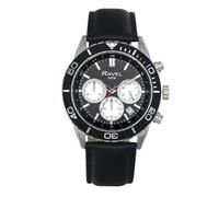Ravel Plus - Orologio Sportivo da Uomo Cronografo Argento 42 mm con Lunetta Girevole Unidirezionale - 5ATM - Analogico Quarzo - RP.CHR005M - Nero/Lunetta Nera