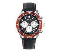 Ravel Plus - Orologio Sportivo da Uomo Cronografo Argento 42 mm con Lunetta Girevole Unidirezionale - 5ATM - Analogico Quarzo - RP.CHR006M - Nero/Lunetta Arancia