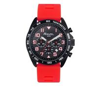 Ravel Plus - Orologio Sportivo da Uomo Cronografo Nero 46 mm con Cinturino in Silicone - 5ATM - Analogico Quarzo - RP.CHR.001M - Rosso