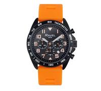 Ravel Plus - Orologio Sportivo da Uomo Cronografo Nero 46 mm con Cinturino in Silicone - 5ATM - Analogico Quarzo - RP.CHR.002M - Arancia