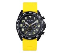 Ravel Plus - Orologio Sportivo da Uomo Cronografo Nero 46 mm con Cinturino in Silicone - 5ATM - Analogico Quarzo - RP.CHR.004M - Giallo