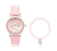 Ravel - Set di Orologio da Bambina Little Gems e Braccialetto Espandibile con Ciondolo a Forma di Cuore - Quarzo Analogico - R2241 - Rosa