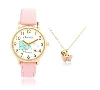 Ravel Little Gems R223 - Set orologio e collana da ragazza, analogico, al quarzo, farfalla rosa