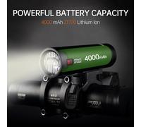 RAVEMEN CR1000 Luce frontale per bici ricaricabile 4000mAH Lampada frontale per bicicletta remota Antiriflesso a forma di T con supporto capovolto AUB01