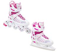 RAVEN 2in1 Pattini da ghiaccio Pattini in linea per bambini ragazze regolabili (Grace, 35-39 (23m-25,5cm))