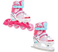 RAVEN 2in1 Pattini da ghiaccio Pattini in linea per bambini ragazze regolabili (Zoya, 27-30 (16,5cm-18,5cm))