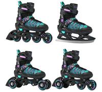 RAVEN 4in1 Inline Skates Pattini in linea Triskates Pattini a rotelle/da ghiaccio per bambini, adulti, ragazze e donne regolabili (Cande, 31-35 (20,5cm-23cm))