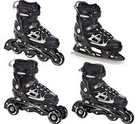 RAVEN 4in1 Inline Skates Pattini in linea Triskates Pattini a rotelle/da ghiaccio per bambini e adulti regolabili (Spirit Black/White, 37-40 (23,5-26cm))