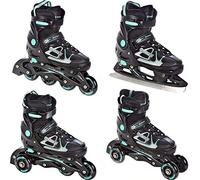 RAVEN 4in1 Inline Skates Pattini in linea Triskates Pattini a rotelle/da ghiaccio per bambini e adulti regolabili (Spirit Black/Mint, 40-43 (25,5-28cm)