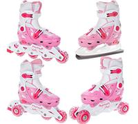 RAVEN 4in1 Inline Skates Pattini in linea Triskates Pattini a rotelle/da ghiaccio per bambini, ragazze e ragazzi regolabili (Balloon Pink, 37-40 (23,5cm-26cm))