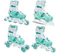 RAVEN 4in1 Inline Skates Pattini in linea Triskates Pattini a rotelle/da ghiaccio per bambini, ragazze e ragazzi regolabili (Balloon Mint, 29-32 (18cm-20cm))