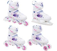 RAVEN 4in1 Inline Skates Pattini in linea Triskates Pattini a rotelle/da ghiaccio per bambini ragazze regolabili (Meia, 31-35 (20,5cm-23cm))