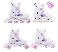 RAVEN 4in1 Inline Skates Pattini in linea Triskates Pattini a rotelle/da ghiaccio per bambini ragazze regolabili (Meia, 35-39 (23m-25,5cm))