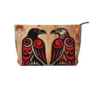Raven and Eagle - Trousse in velluto a coste con cerniera, astuccio per cosmetici, per viaggi, articoli da toeletta e uso quotidiano