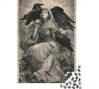 Raven And Woman Art Print Jigsaw Puzzle Impossible 1000Pcs Decorazione Per La Casa. Rilassamento E Intelligence Per Adulti E Bambini Da 12 Anni 52x38cm/1000pcs