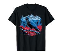 Raven Bird Mountain Forest Wilderness Nature Gothic Art Maglietta