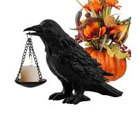 Raven Candle Stand - Supporto in resina gotica, spaventosa statua di lampada | Spooky Bird Candelabra, centrotavola per Halloween, casa, soggiorno, cucina, eventi, camera da letto, esposizione interna