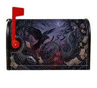 Raven - Coperture magnetiche per cassetta postale, motivo gotico scuro fantasy, lettere serpenti, Halloween, colore nero, decorazione per esterni, 45,7 x 53,3 cm